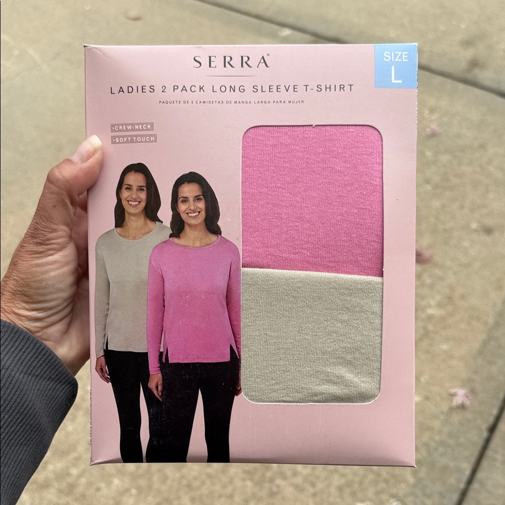 Serra Ladies Long Sleeve T-Shirt Duo - Pink and Cream